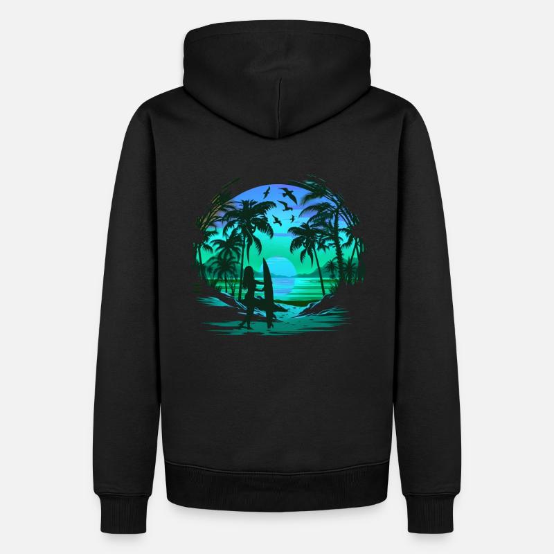 Retro Palm Sun Holiday Summer - Sweat à capuche Premium bio Homme - noir