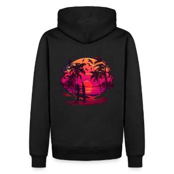 Palmiers rétro soleil vacances été - Sweat à capuche Premium bio Homme - noir - Dos - Nico (187cm)