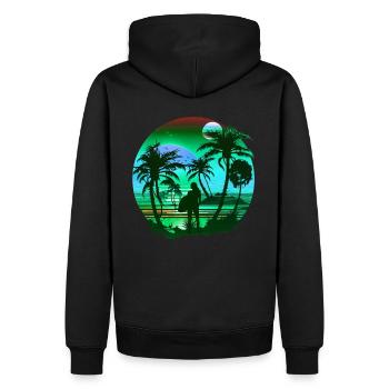Retro Palms Soleil Vacances Eté - Sweat à capuche Premium bio Homme - noir - Dos - Nico (187cm)