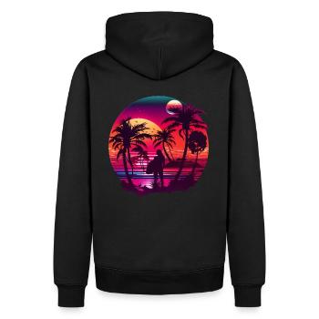 Palmiers rétro soleil vacances été - Sweat à capuche Premium bio Homme - noir - Dos - Nico (187cm)