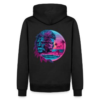 Signe rétro du zodiaque Horoscope du Lion - Sweat à capuche Premium bio Homme - noir - Dos - Nico (187cm)