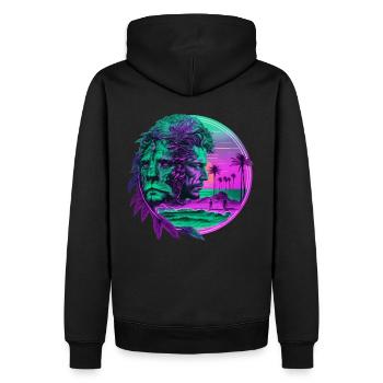 Zodiaque rétro Horoscope Lion - Sweat à capuche Premium bio Homme - noir - Dos - Nico (187cm)