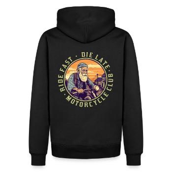 Cool vieux motard grand-père - idée cadeau de grand-père moto - Sweat à capuche Premium bio Homme - noir - Dos - Nico (187cm)