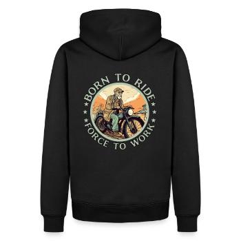 Cooler alter Biker Opa - Motorrad Opa - Männer Premium Bio Hoodie - Schwarz - Hinten - Nico (187cm)