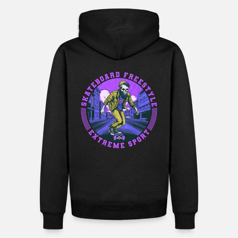 Cool Skull Skeleton Skateboard Skater - Sweat à capuche Premium bio Homme - noir