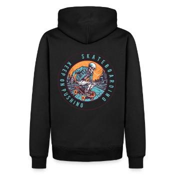 Totenkopf Skelett Skateboard Skater Geschenk - Männer Premium Bio Hoodie - Schwarz - Hinten - Nico (187cm)