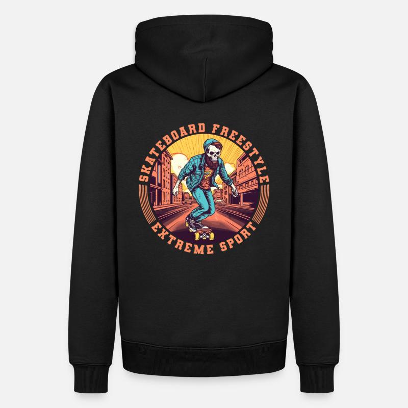 Cool Skull Skeleton Skateboard Skater - Sweat à capuche Premium bio Homme - noir