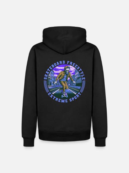 Cool Skull Skeleton Skateboard Skater - Men’s Premium Organic Hoodie - black