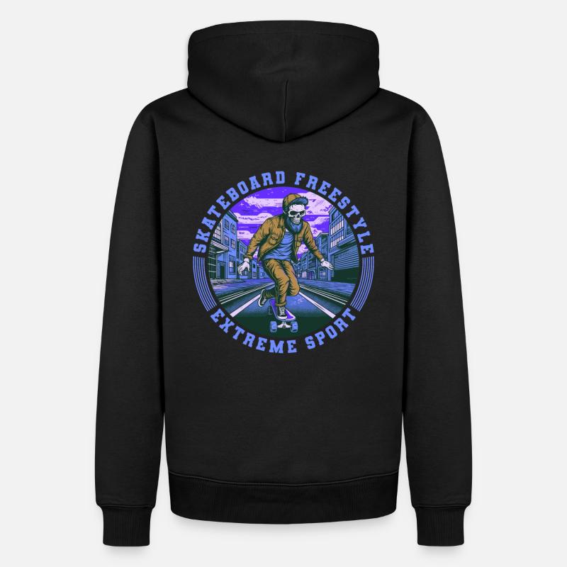 Cool Skull Skeleton Skateboard Skater - Sweat à capuche Premium bio Homme - noir