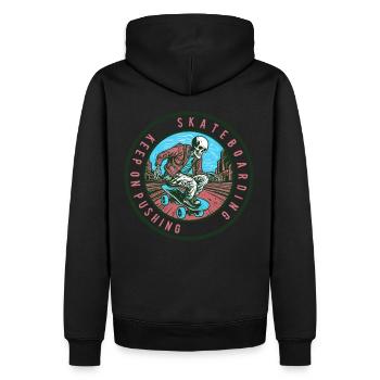 Totenkopf Skelett Skateboard Skater - Männer Premium Bio Hoodie - Schwarz - Hinten - Nico (187cm)