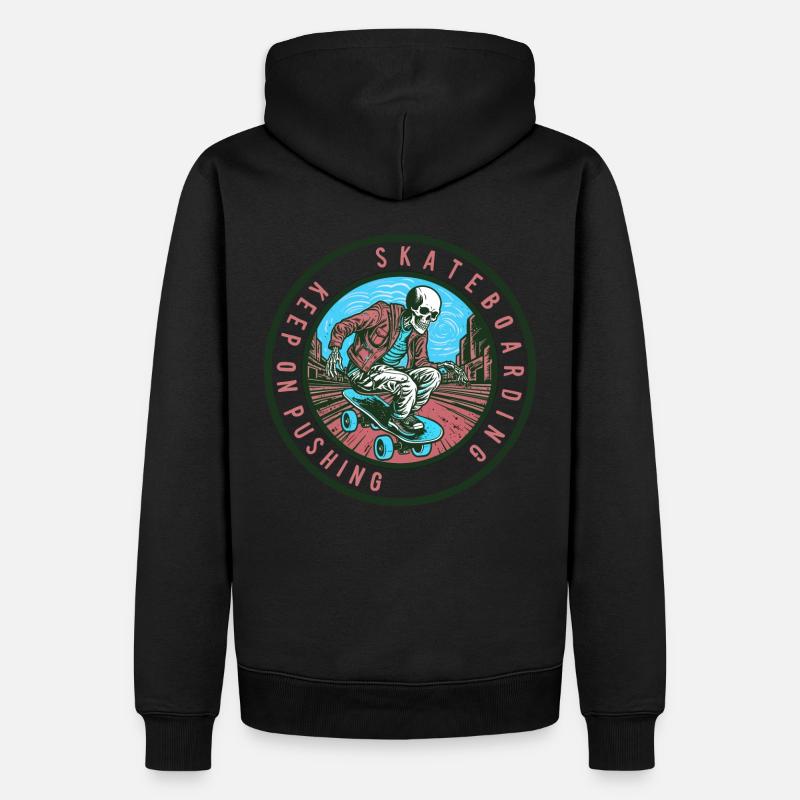 Skull Skeleton Skateboard Skater - Sweat à capuche Premium bio Homme - noir