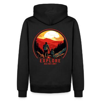 Wandern Wanderer Vater und Sohn Vatertag Geschenk - Männer Premium Bio Hoodie - Schwarz - Hinten - Nico (187cm)