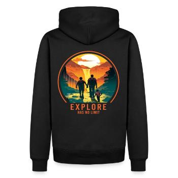 Wandern Wanderer Vater und Sohn Vatertag Geschenk - Männer Premium Bio Hoodie - Schwarz - Hinten - Nico (187cm)