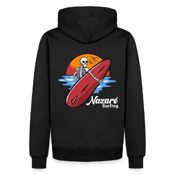 Nazare Surfing Portugal - Sweat à capuche Premium bio Homme - noir - Dos - Nico (187cm)