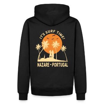 Nazare Portugal It's Surf Time Surfing Surfer - Men’s Premium Organic Hoodie - black - Back - Nico (187cm)
