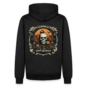Halloween Jack O Lantern Skull Pumpkin - Men’s Premium Organic Hoodie - black - Back - Nico (187cm)