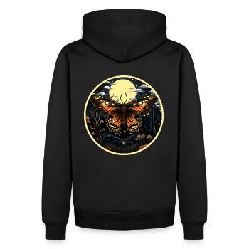 Nachtfalter Schmetterling Insekt in der Nacht - Männer Premium Bio Hoodie - Schwarz - Hinten - Nico (187cm)