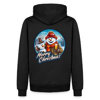Lustiger Schneemann mit Bier Weihnachtsfest - Männer Premium Bio Hoodie - Schwarz - Hinten - Nico (187cm)