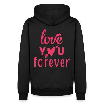 Je t’aime pour toujours avec flèche et cœur rouge - Sweat à capuche Premium bio Homme - noir - Dos - Nico (187cm)