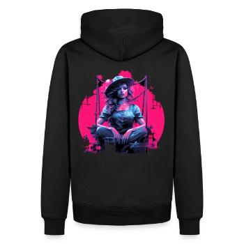 Wunderschöne Frau am Meer im Pin-Up Style - Männer Premium Bio Hoodie - Schwarz - Hinten - Nico (187cm)