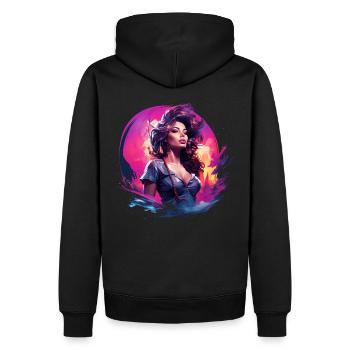 Wunderschöne Frau am Meer im Pin-Up Style - Männer Premium Bio Hoodie - Schwarz - Hinten - Nico (187cm)
