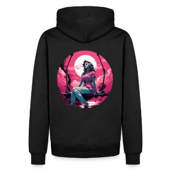Pinup Girl Schaukel Sonnenuntergang - Männer Premium Bio Hoodie - Schwarz - Hinten - Nico (187cm)