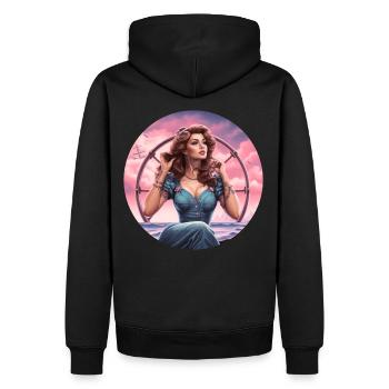 Wunderschöne Frau am Meer im Pin-Up Style - Männer Premium Bio Hoodie - Schwarz - Hinten - Nico (187cm)