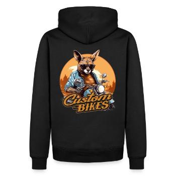 Känguru Motorrad Custom Bikes - Männer Premium Bio Hoodie - Schwarz - Hinten - Nico (187cm)