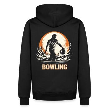 Bowler Bowling Sport Strike Spare - Männer Premium Bio Hoodie - Schwarz - Hinten - Nico (187cm)
