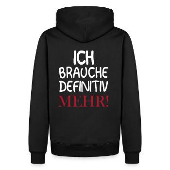 ICH BRAUCH DEFINITIV MEHR Statement - Männer Premium Bio Hoodie - Schwarz - Hinten - Nico (187cm)