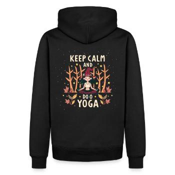Keep Calm and do Yoga Meditation Liebhaber - Männer Premium Bio Hoodie - Schwarz - Hinten - Nico (187cm)