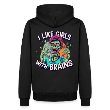 J’AIME LES FILLES AVEC UN CERVEAU Costume d’Halloween zombie - Sweat à capuche Premium bio Homme - noir - Dos - Nico (187cm)