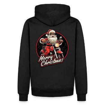 Motard Père Noël Père Noël Moto - Sweat à capuche Premium bio Homme - noir - Dos - Nico (187cm)
