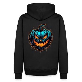 Gruseliger Bunter Halloween Kürbis - Männer Premium Bio Hoodie - Schwarz - Hinten - Nico (187cm)
