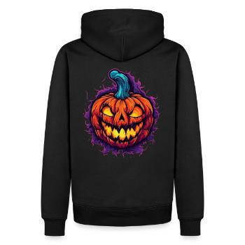 Gruseliger Bunter Halloween Kürbis - Männer Premium Bio Hoodie - Schwarz - Hinten - Nico (187cm)