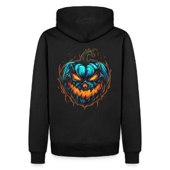 Gruseliger Bunter Halloween Kürbis - Männer Premium Bio Hoodie - Schwarz - Hinten - Nico (187cm)