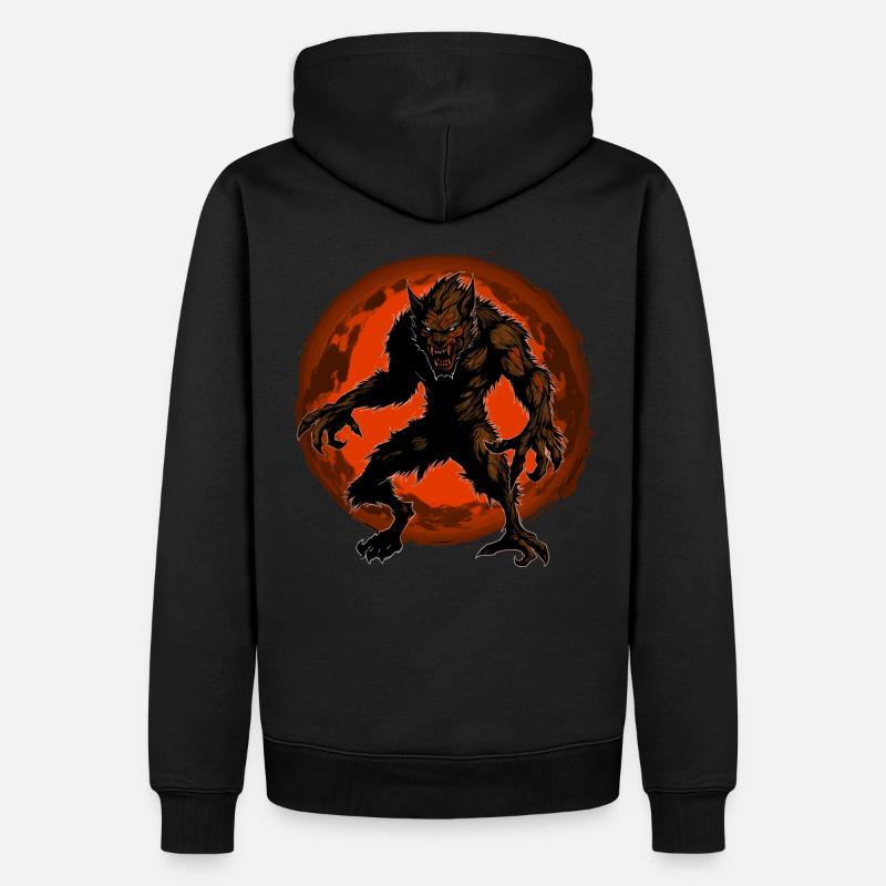 Loup-garou Halloween Loup Wolf Pack - Sweat à capuche Premium bio Homme - noir
