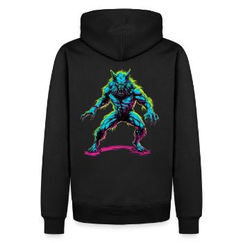 Werwolf Halloween Wolf Wolfsrudel - Männer Premium Bio Hoodie - Schwarz - Hinten - Nico (187cm)