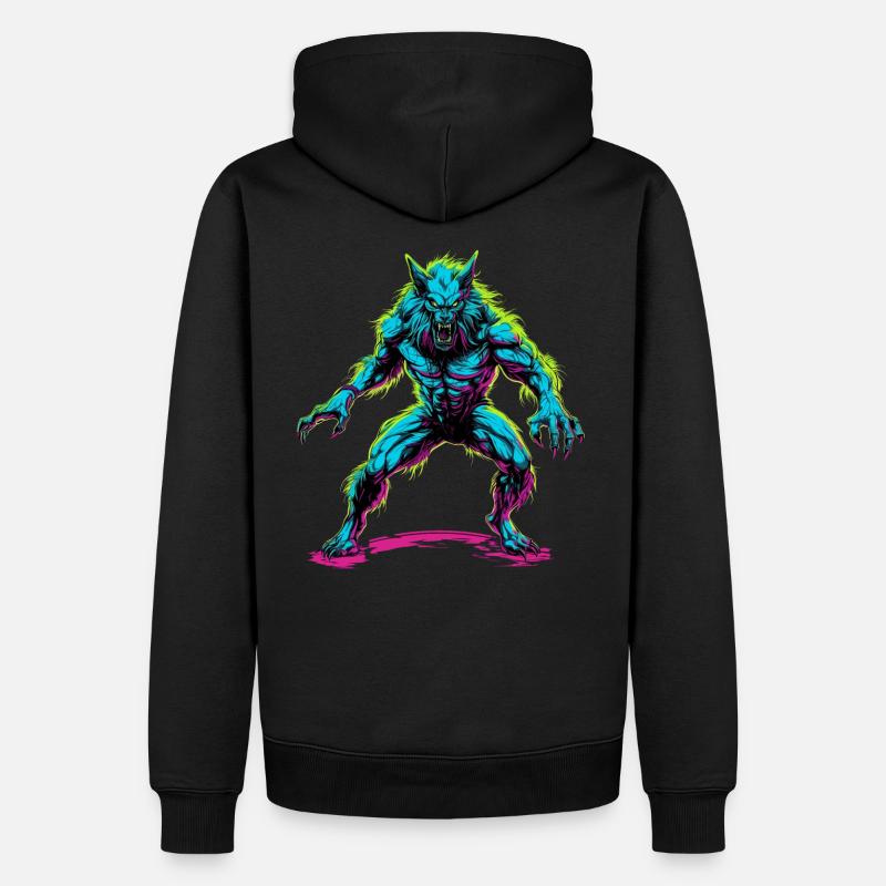 Loup-garou Halloween Loup Wolf Pack - Sweat à capuche Premium bio Homme - noir