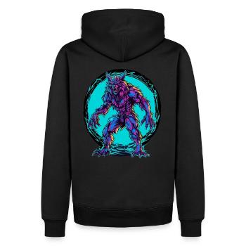 Werwolf Halloween Wolf Wolfsrudel - Männer Premium Bio Hoodie - Schwarz - Hinten - Nico (187cm)