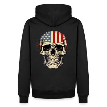 Crâne avec drapeau américain - Sweat à capuche Premium bio Homme - noir - Dos - Nico (187cm)