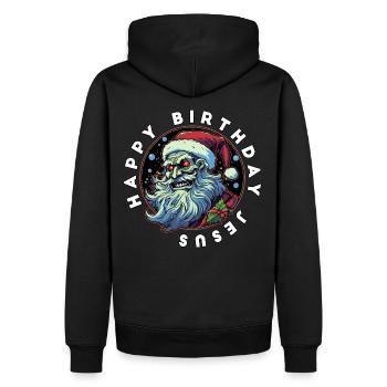 Ugly Christmas Happy Birthday Jesus Weihnachten - Männer Premium Bio Hoodie - Schwarz - Hinten - Nico (187cm)