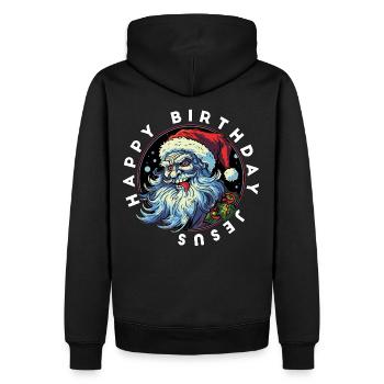 Ugly Christmas Happy Birthday Jesus Weihnachten - Männer Premium Bio Hoodie - Schwarz - Hinten - Nico (187cm)