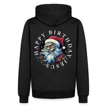 Ugly Christmas Happy Birthday Jesus Weihnachten - Männer Premium Bio Hoodie - Schwarz - Hinten - Nico (187cm)