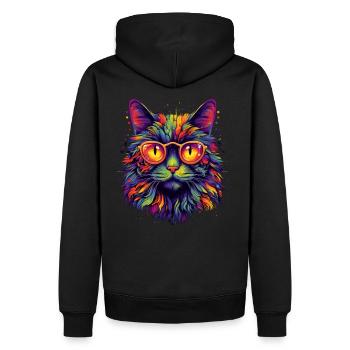 Chat coloré avec des lunettes - Sweat à capuche Premium bio Homme - noir - Dos - Nico (187cm)