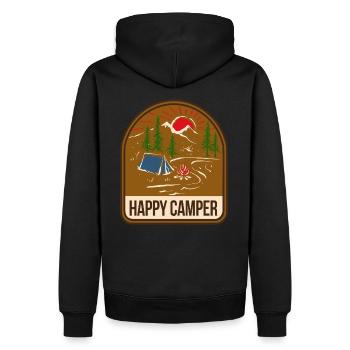Happy Camper Camping Tente Feu de Camp - Sweat à capuche Premium bio Homme - noir - Dos - Nico (187cm)