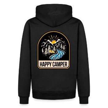 Happy Camper Camping Tente Feu de Camp - Sweat à capuche Premium bio Homme - noir - Dos - Nico (187cm)