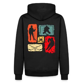 Eishockey Spieler Torwart Retro Vintage - Männer Premium Bio Hoodie - Schwarz - Hinten - Nico (187cm)