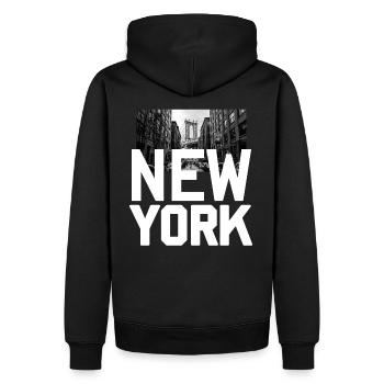 New York, Grosse Pomme, États-Unis, États-Unis - Sweat à capuche Premium bio Homme - noir - Dos - Nico (187cm)