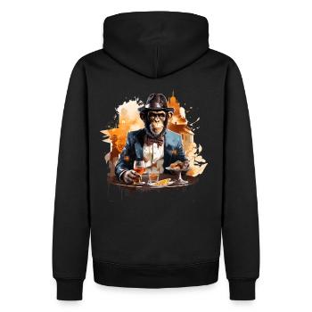 Singe d’affaires cool avec des animaux de chimpanzé à boire - Sweat à capuche Premium bio Homme - noir - Dos - Nico (187cm)